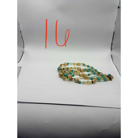 Turquoise & Gold Beaded Necklace - Picture 4 of 4